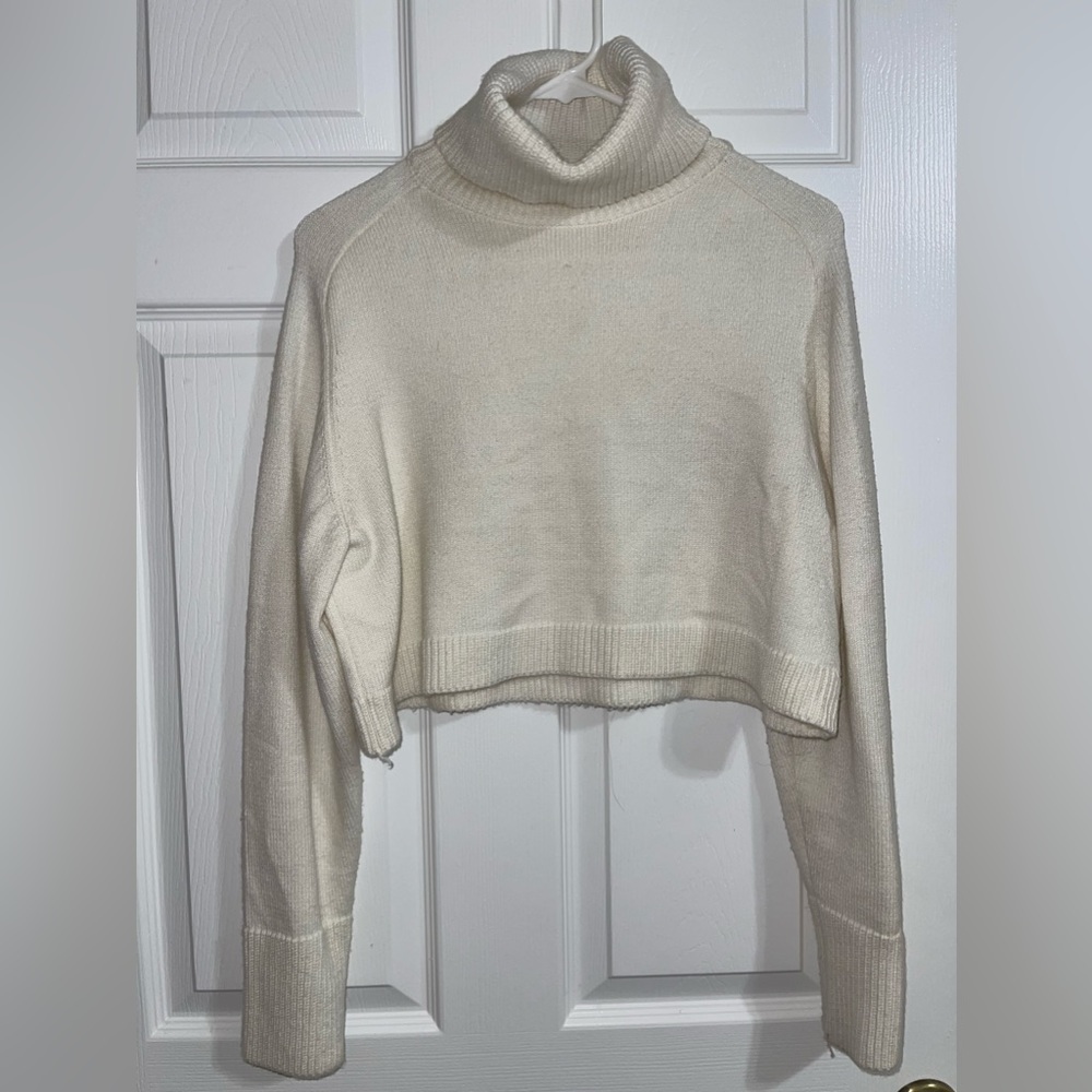 zara cropped turtle neck knit sweater